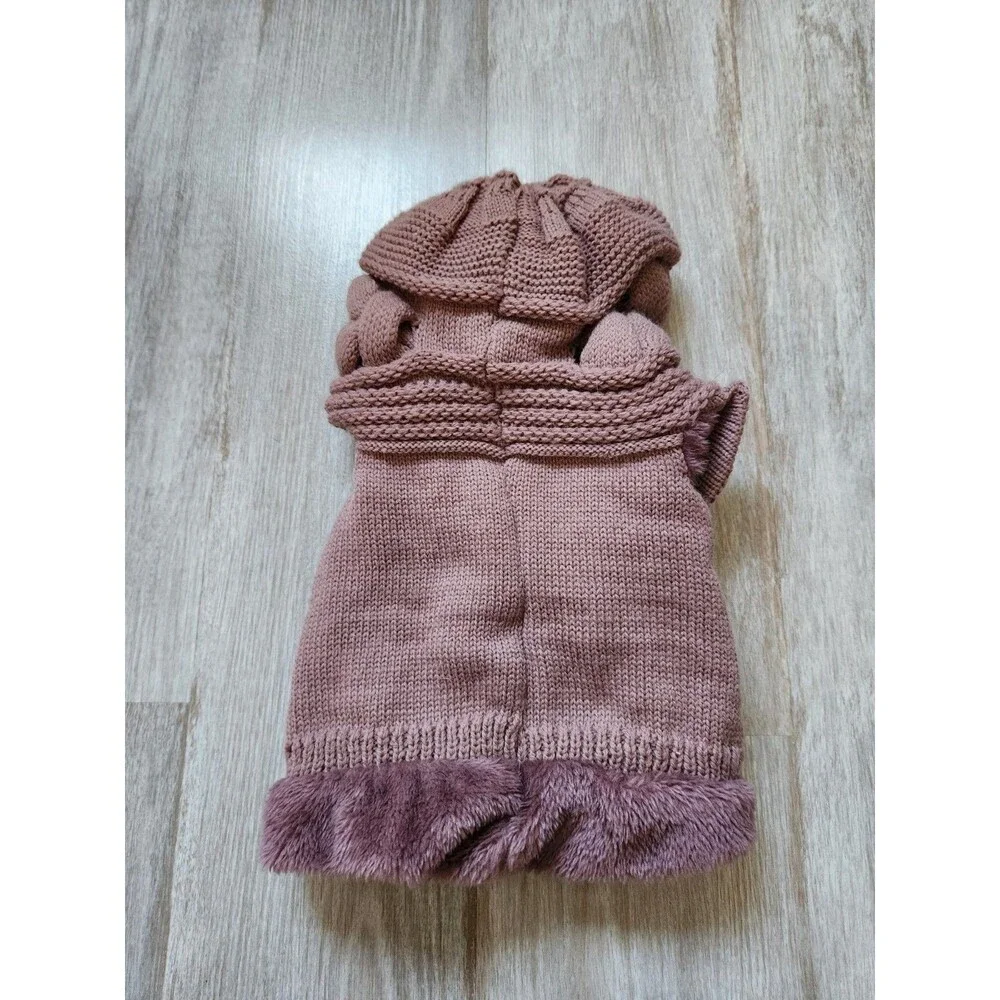 Winter Knit Balaclava Beanie Hat Purple Warm Cycling Ski Mask Fleece OS EUC